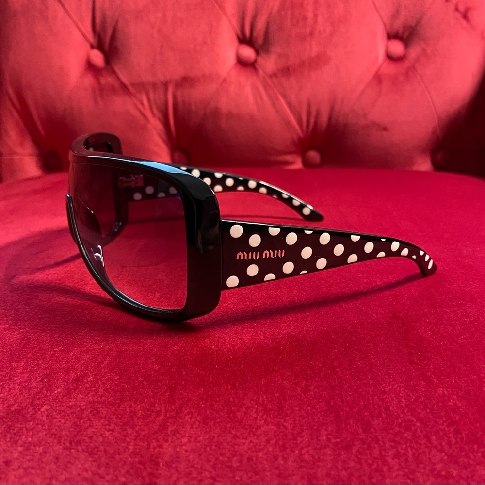 SOLD: Vintage Miu Miu Black and White Polka Dot Sunglasses.